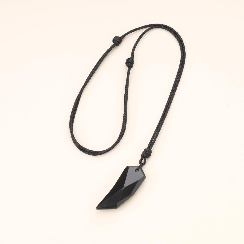 Obsidian Wolf Fang Business Protection from Adjustable for Men and Women [KOAI] Pendant/Necklace, Luck, Evil, Length,