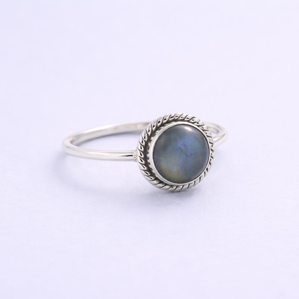 

Labradorite Ring 925 Sterling Silver, Tiny Round Gemstone Ring, Minimalist Boho Jewelry, Handmade Dainty Gift for Her 4 серебряный