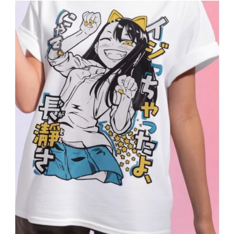 

Тренд Лето 2025 Косплей Нейтральная Черно-белая Футболка Нагаторо-сан Футболка Эччи Смешной Хентай Япония Каваи Аниме Мягкая Футболка 4XL