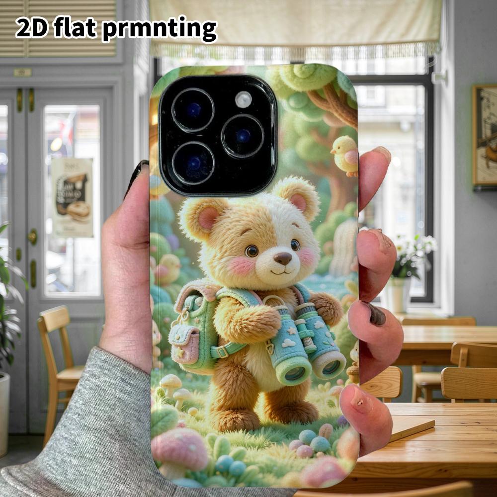 Phone Case: 2D Flat, Suitable for iPhone 18, 17, 16, 15, 14, 13, 12Pro Protective Case, Adventure Little Bear, Perfect Christmas and Halloween Holiday