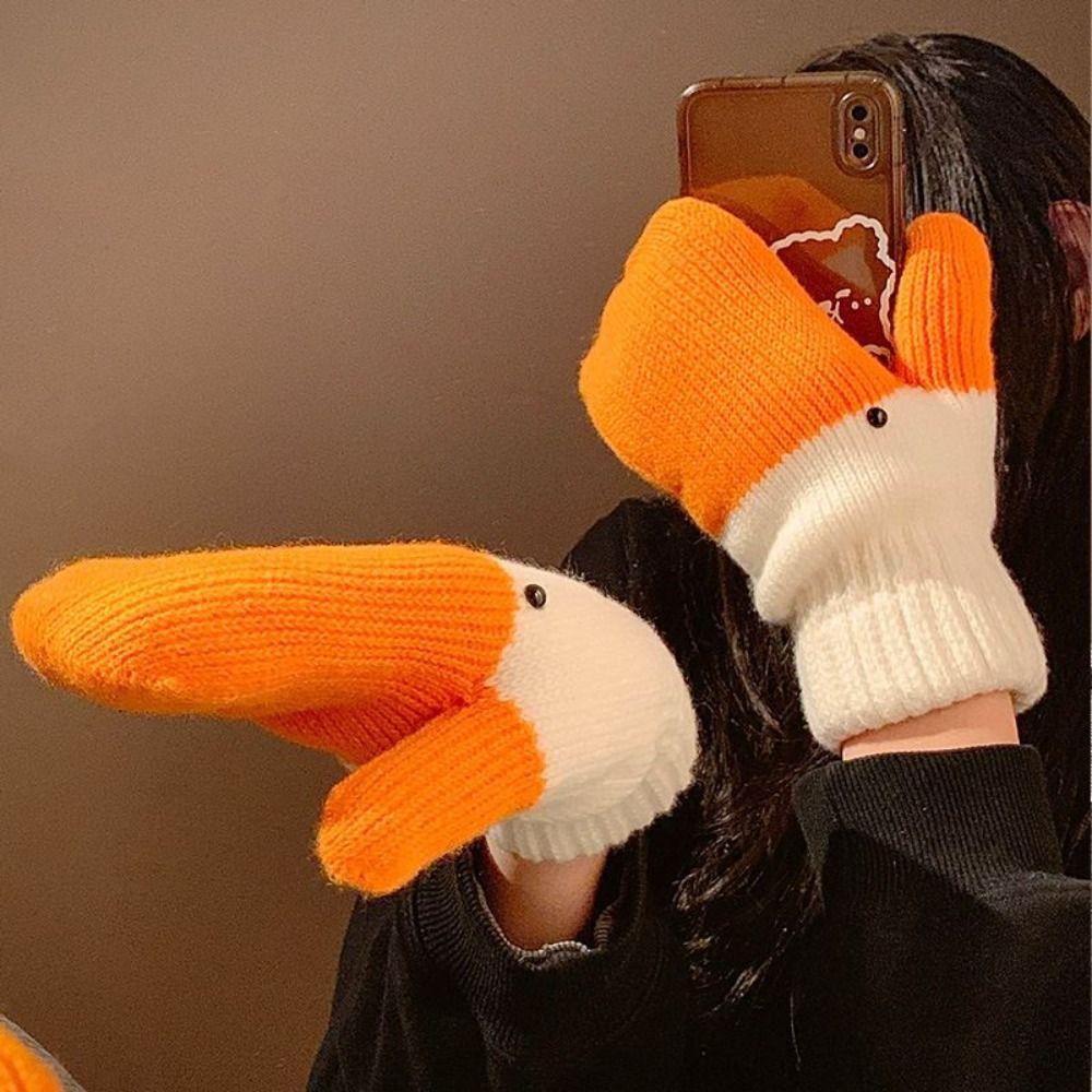 with Thickened Fleece Women's Gloves to Keep Warm Finger-separated Gloves  for Couple Students
