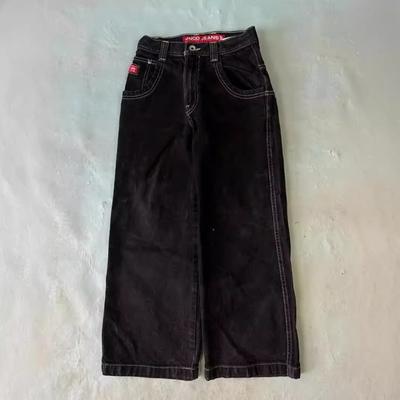 Jeans Hip Hop Cartoon Pattern Loose Black Men's Wide-leg Trousers