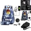 Stylish Roblox Anti-theft Usb Charge Backpack With Durable Design And Pen Case Set