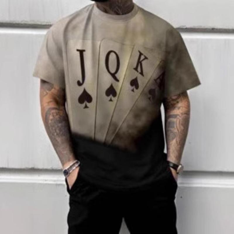 Summer Men's 3D Printed Crew Neck T-Shirt Fashion Versatile Breathable Trend Casual