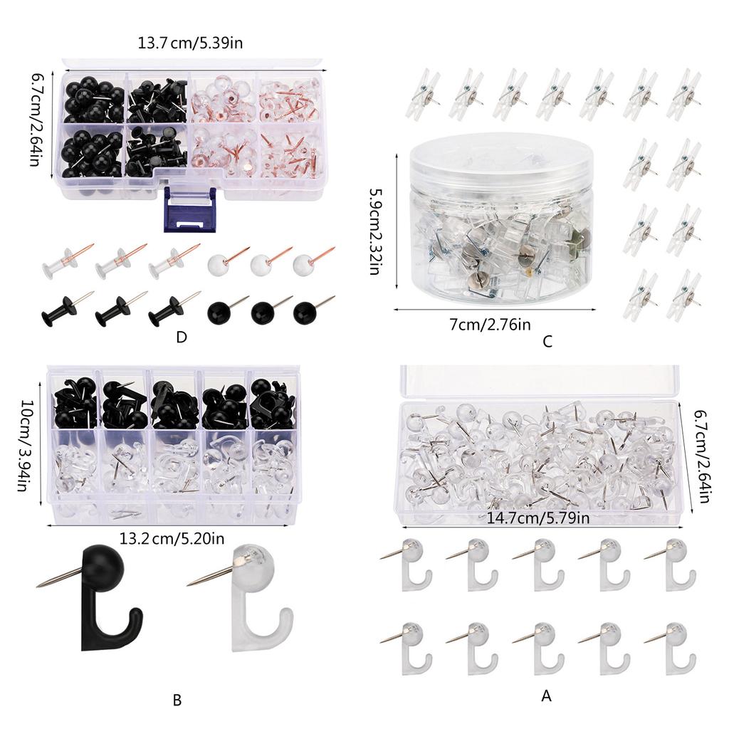 50/60/80/160Pcs Push Pin Hooks Clear Push Pin Clip Cork Board Hook Pin Decorative Thumb Tacks Hook for Wall Hanging
