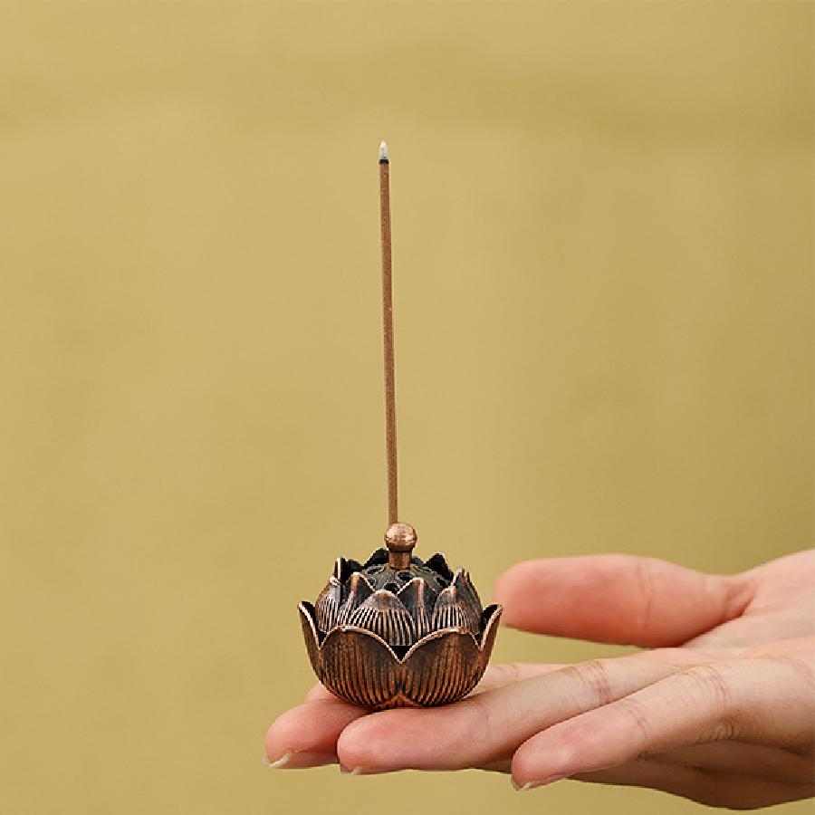 Buddhist Utensils Incense Burner Lotus Incense Censer Archaic Copper Alloy Sandalwood House Furnishings Home Office Decoration