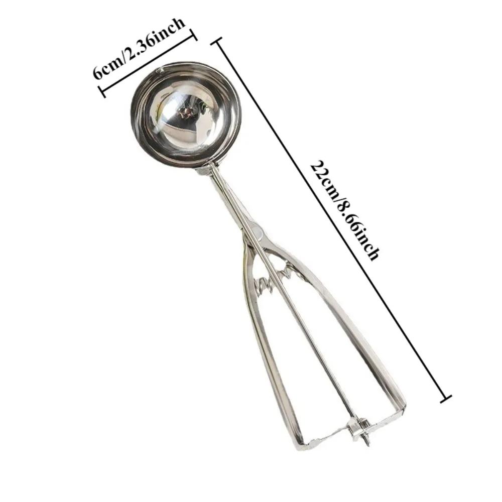 Stainless Steel Ice Cream Scoop with Spring Handle 3-in-1 Scooper  for Watermelon Mashed Potato Ice Cream Kitchen Tool