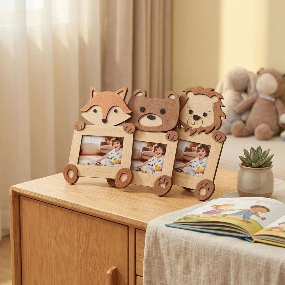 Cartoon Animal Shape Frame Handmade Wooden Photo Frame Creative Picture Display Stand Gift