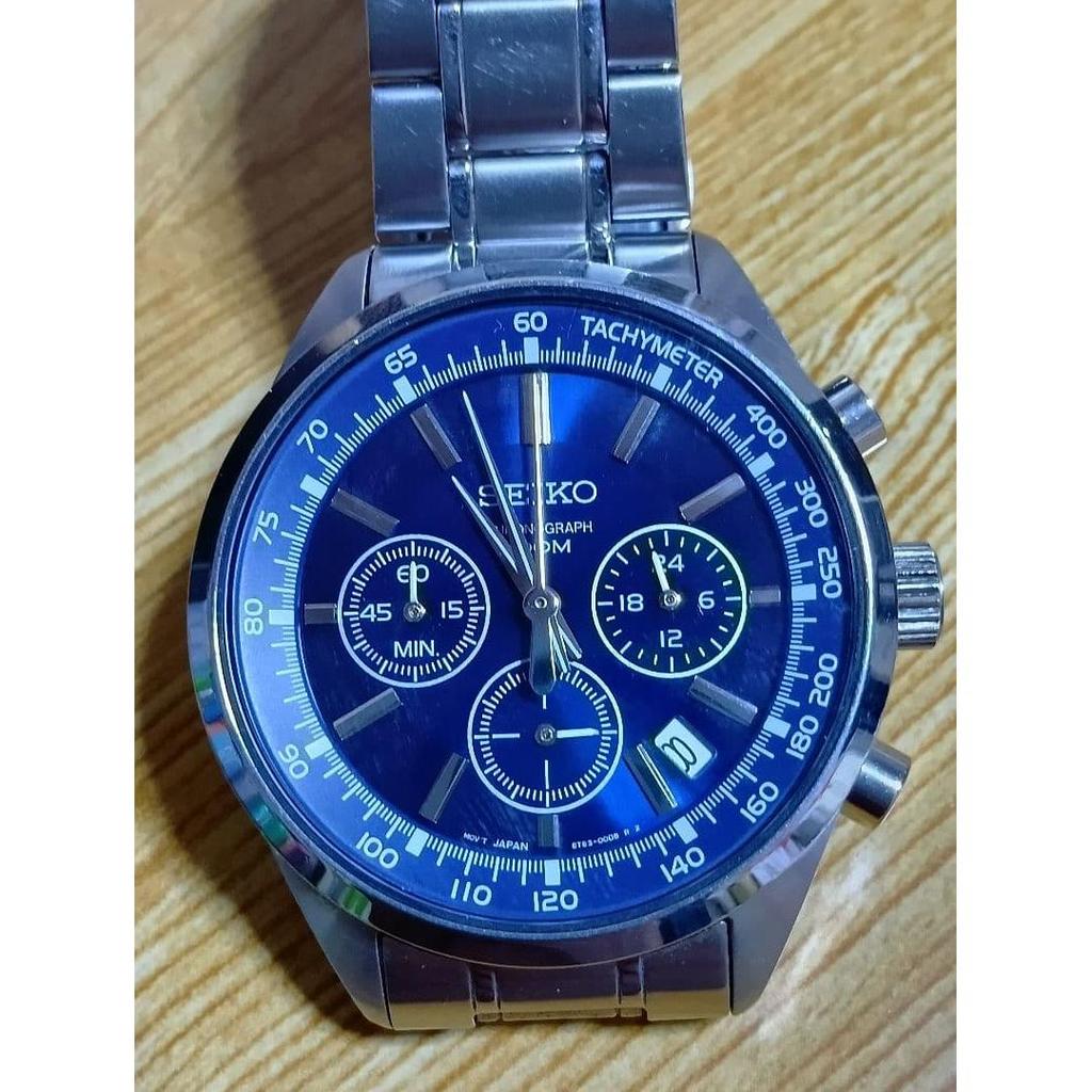 Used [Extremely Good Condition/maintained] SEIKO Chronograph 6T63-00D0 Blue Dial