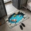 Doormat z płaską iluzją optyczną 3D, chłonący wodę dywanik pod drzwi do sypialni, dywanik do łazienki, wystrój domu