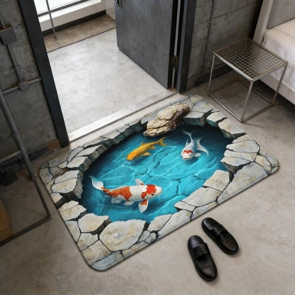 Doormat z płaską iluzją optyczną 3D, chłonący wodę dywanik pod drzwi do sypialni, dywanik do łazienki, wystrój domu