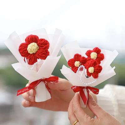 Kreatives Mini-Häkelblumenstrauß Handgestrickte Puffblumen für Valentinstag Muttertag Hochzeit Geburtstagsgeschenk Heimdeko