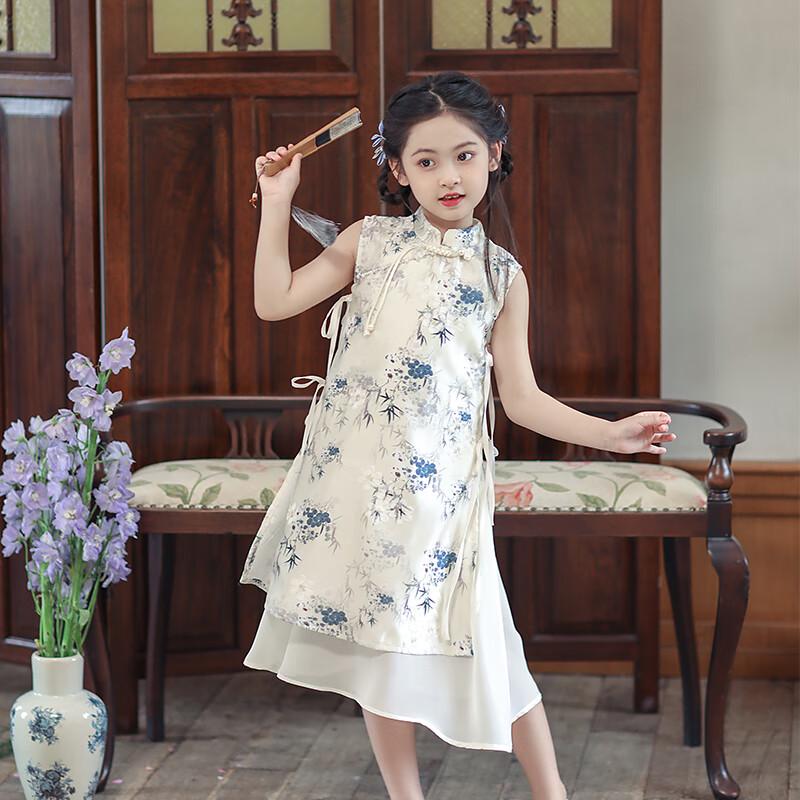 Girls' Summer Hanfu-Style Cheongsam Dress