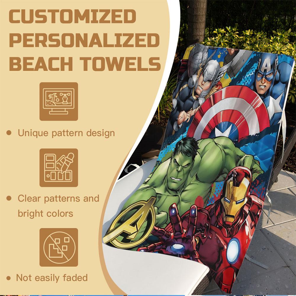 Marvel Spider-Man Print Beach Towel, Superhero Poster Quick Dry Towel, Suitable Swimming Pool Beach Ideal for Bathroom Towels