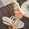 Fashion Summer Platform Plaid Wedge Slippers for Women Non-Slip Soft Sole Linen Woman Slides Plus Size Crystal Woman Slippers