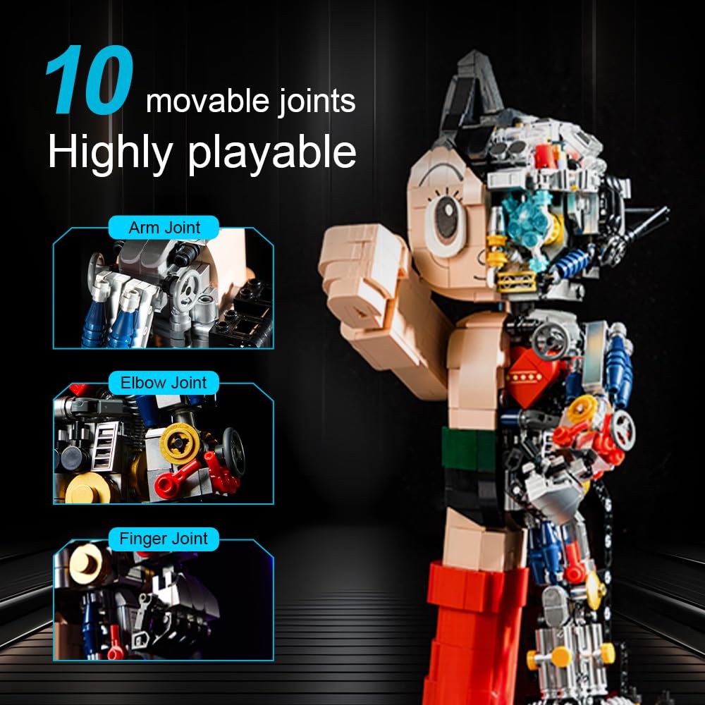 PANTASY Atom Semi-Mechanical Clear Ver. Block Model for Adults, Classic Anime Robot Figure Display Model Collection