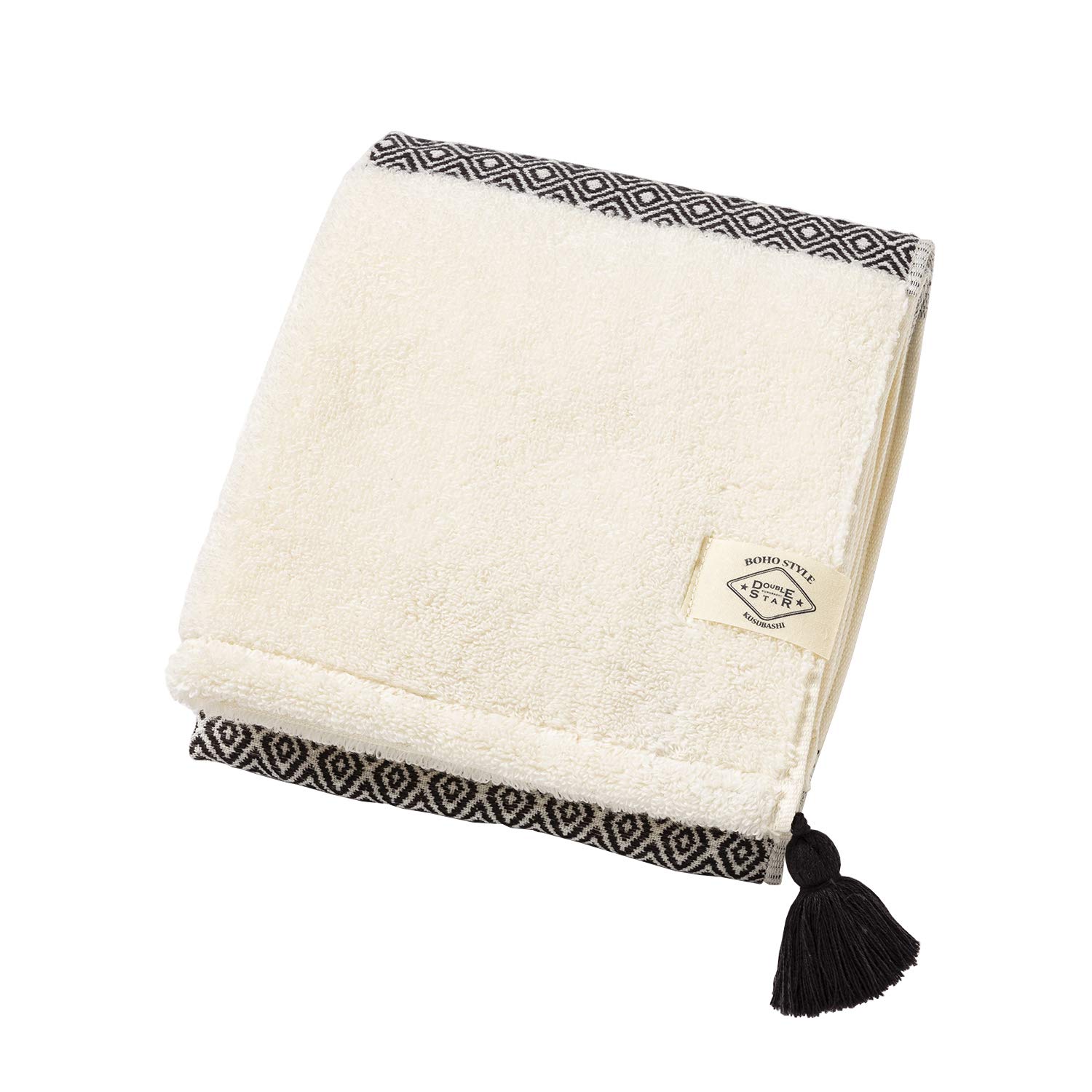 

Kusunokibashi Monori Imabari Towel BOHO Border Face 34 x 80cm Towel, Black, 1-67488-31-BK, чёрный