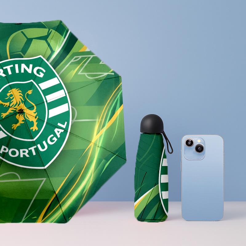 Sporting CP FC Mini 5-fach Taschenschirm Kompakt Leicht Anti-UV Regen Sonnenschutz Schirm Tragbar Reise Regenschirm