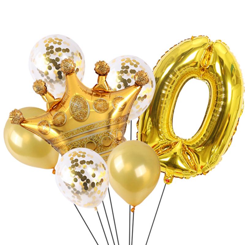 Children's First Birthday Gold Crown Foil Number Balloon Set Party Decorations