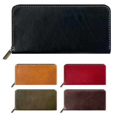 Genuine Horse Leather Long Round Zipper Long Horse Tanned Classic Black [leo&aoi] Wallet, Purse, Wallet, Leather, Leather, Leather,