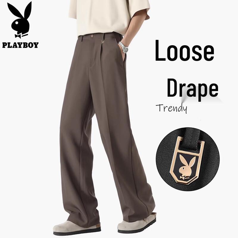 PLAYBOY Men s Loose Straight-Leg Casual Trousers 3XL
