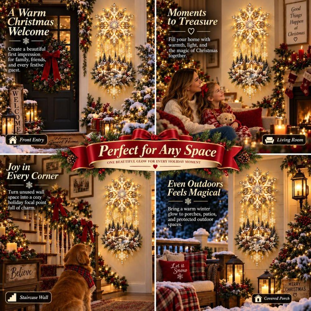 Glowing Angel Blessing Wall Light Snowflake Village Nativity Scene Home Indoor Decor