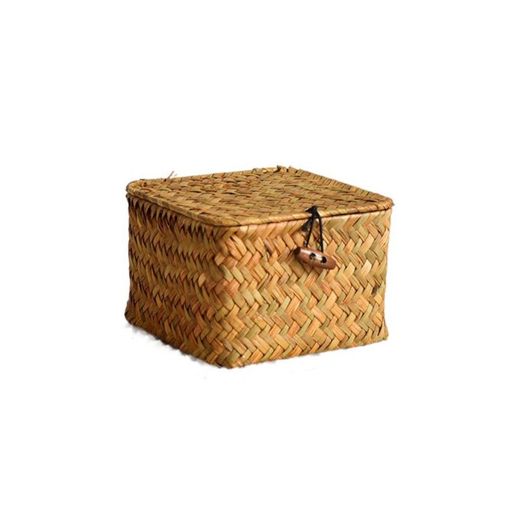 

Крышка Плетеные Полочные Корзины Прямоугольный Контейнер Новый Ящик для Хранения с Крышкой Гостиная 14x14x9cm