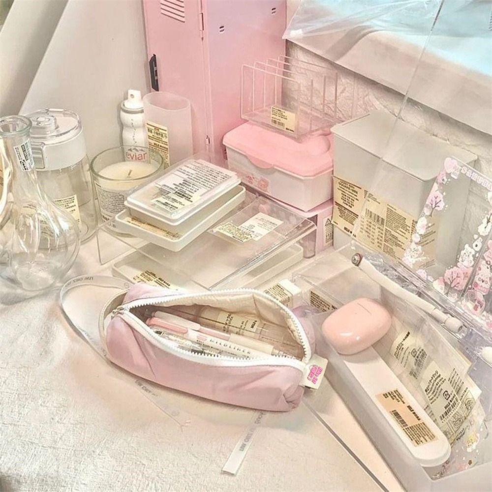 Large Capacity Pencil Bags Cream Color Stationery Storage Bag Aesthetic Pencil Case  for Girls