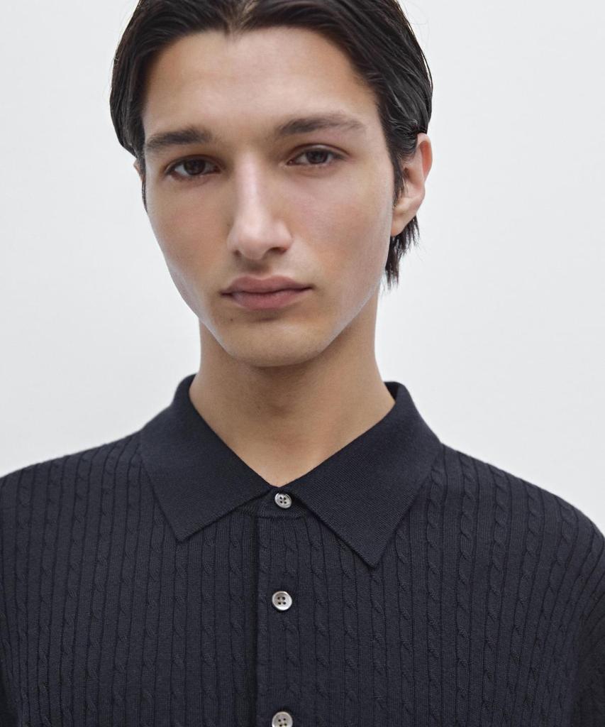 Masimodutti Merino Wool Knit Polo Sweater