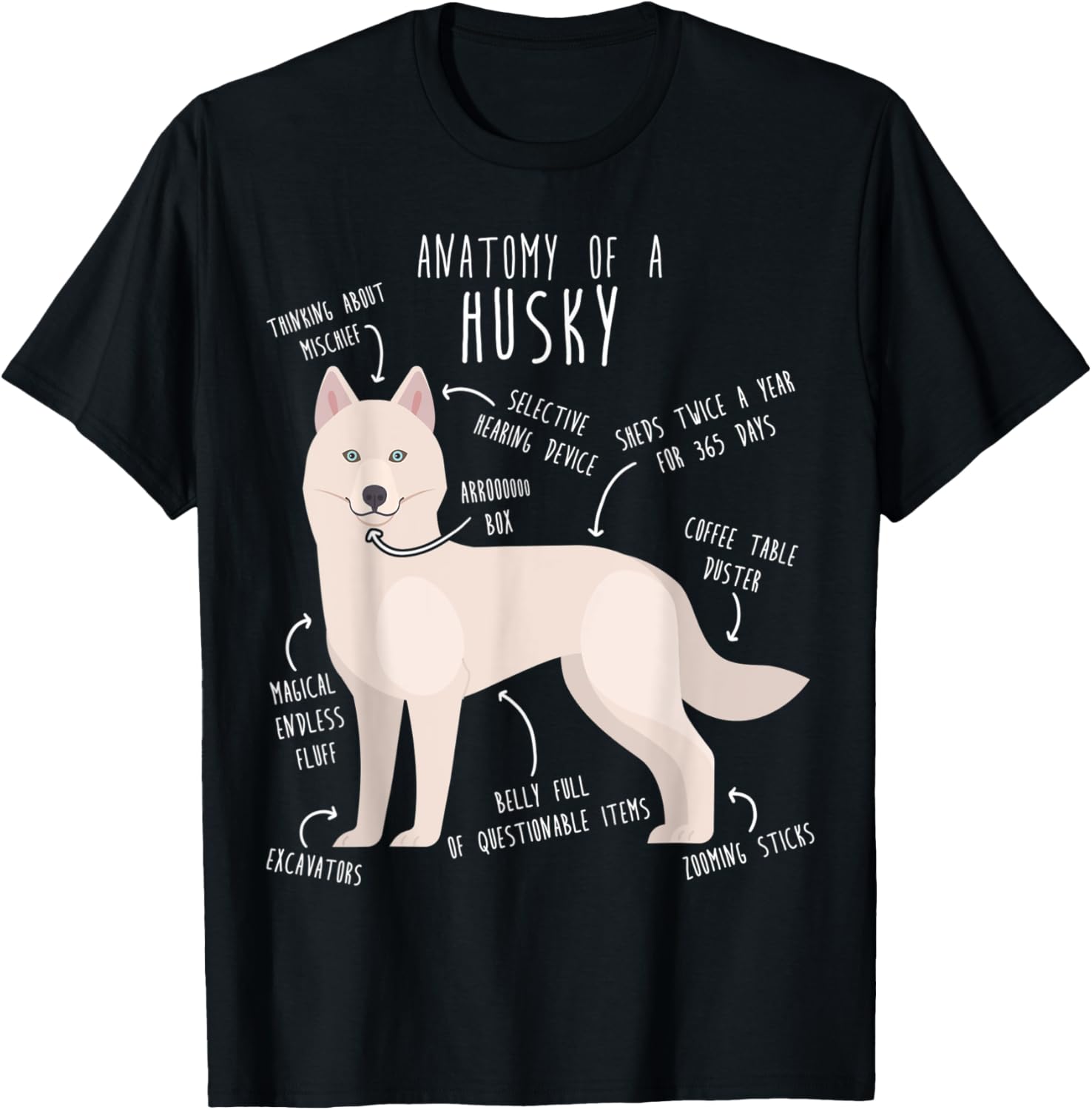 

Anatomy of a Husky Funny Siberian Dog Graphic Tee Soft Cotton Casual T-Shirt for Pet Owners 4XL