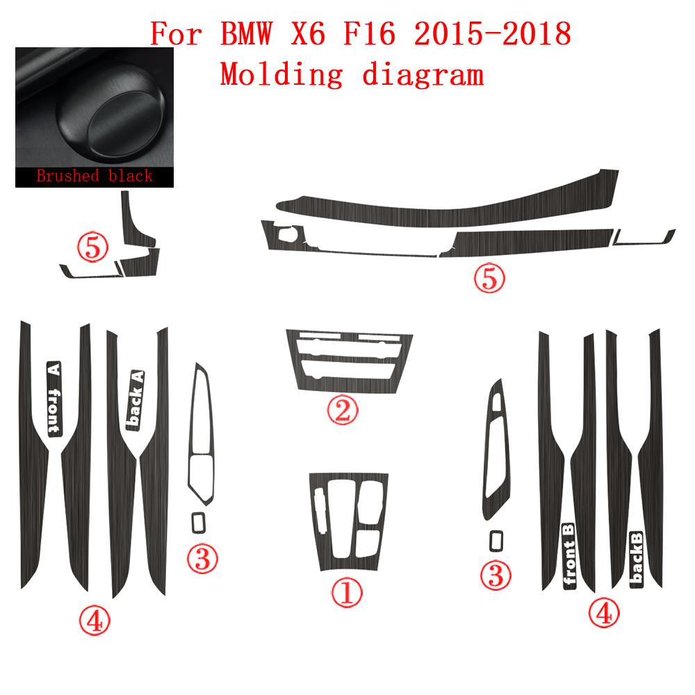 Car-Styling Carbon Fiber Car Interior Center Console Color Change Molding Sticker Decals For BMW X6 F16 2015-2018