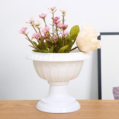 Vaso de Flor Pequeno Redondo de Plástico Recipiente de Planta Vintage para Mesa de Escritório para Ervas Drenagem Pronta Vaso Interno Externo para Casa Escritório Jardim