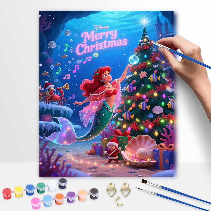 Disney Ariel Christmas oil painting digital painting art kit handmade diy gifts home decorations 20x30cm