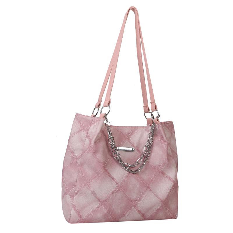 

Жіноча сумка великого об єму весна 2024 новий повсякденний іноземний стиль сумка на ланцюжку модна проста сумка під пахву рожевий