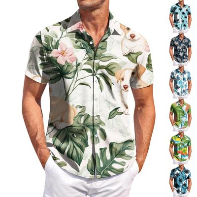 Men's Casual Short-sleeved Shirt Slim Fit Stylish Men's Hawaiian Print