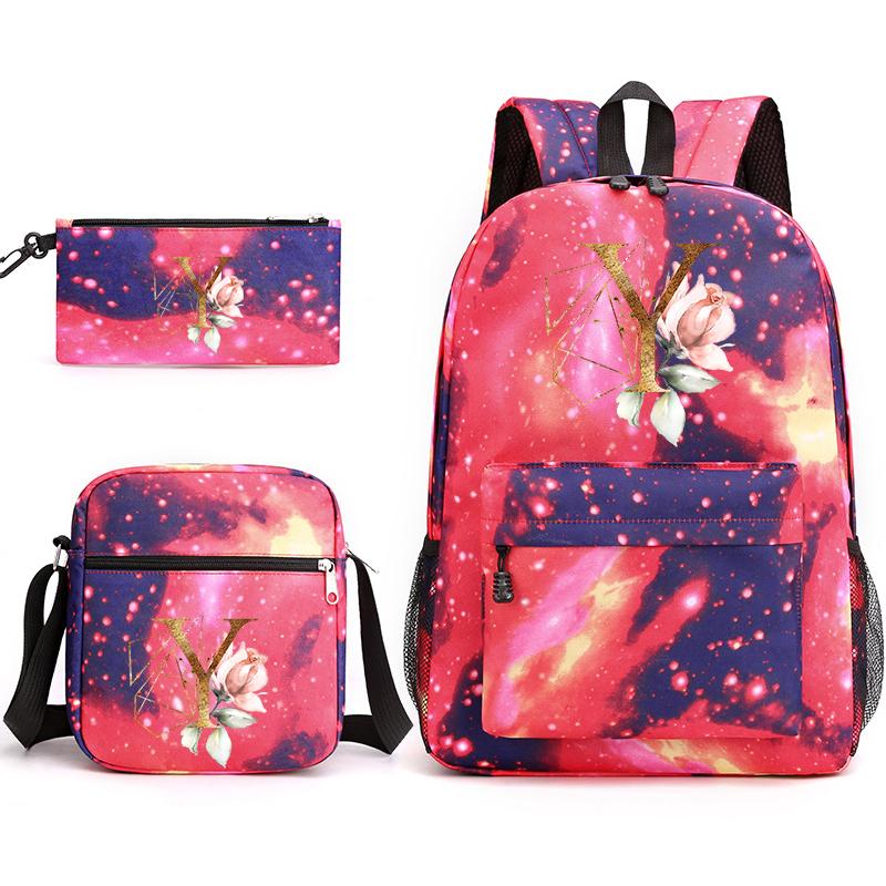 26 Litere Engleze 3Buc Rucsac Cosplay Pânză Copii Copii ghiozdan Geantă de călătorie Back To School Bookbag