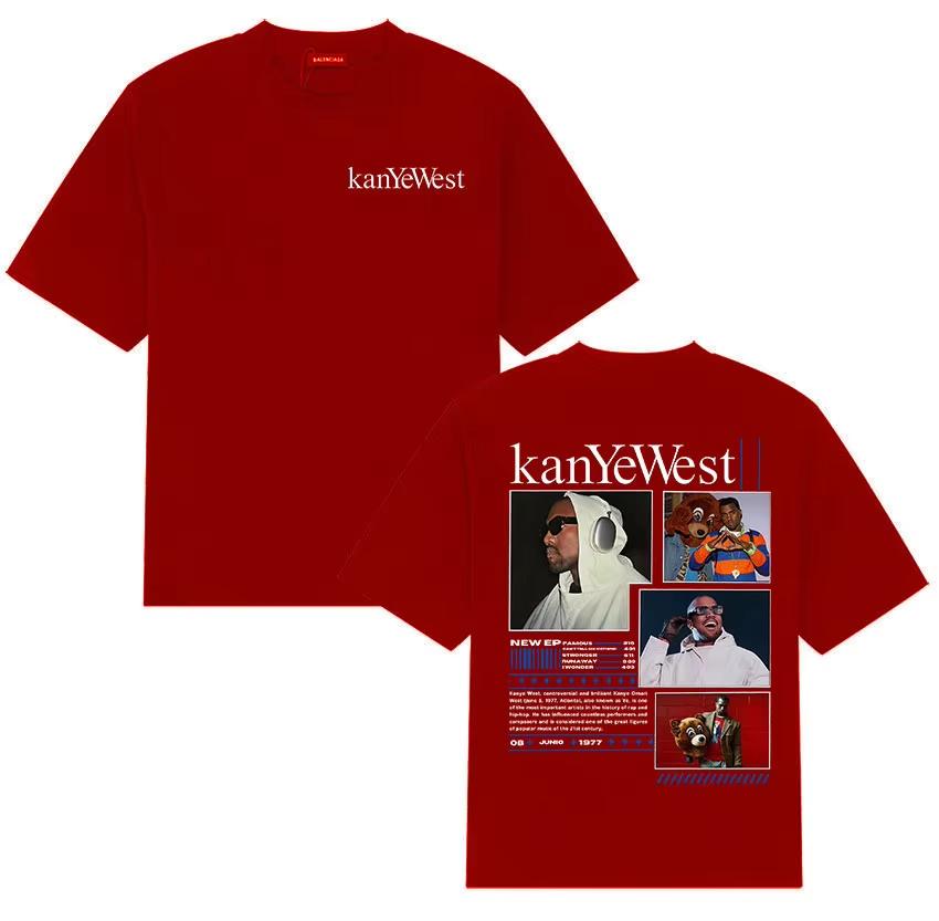 Male Gothic Vintage Hip Hop Short Sleeve Top Featuring Rapper Kanye West’s 2026 New Album Graphic Print T-shirt