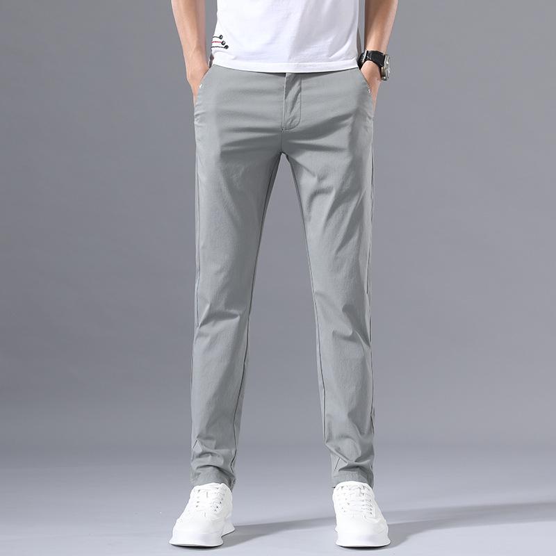 Ice Silk Men's Loose Straight Leg Men's Pants Trendy Business Quick Drying Summer Thin Casual Pants