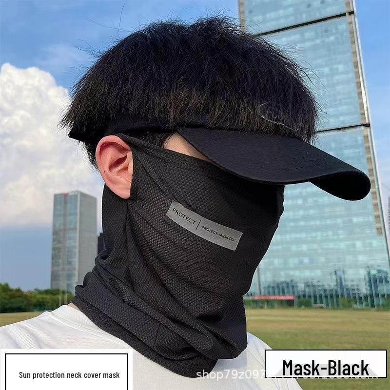 

Men s Summer UV Protection Face Mask - Ice Silk Neck Scarf with Ear Loops for Scooter Riding One Size светло-серый