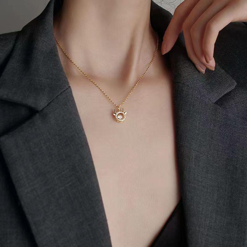 Zodiac Clavicle Necklace Female Smart Diamond S925 Sterling Silver Light Luxury Minority Design Pendant Fashion