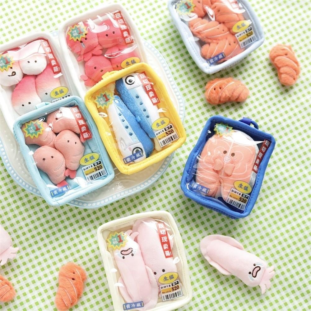 Fresh Shrimp Seafood Sardine Plush Keychain Fish Fillets Mini Hanging Doll Bag  Couple