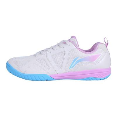 Li Ning Stoff Synthetikleder Stoßdämpfend Rutschfest Abriebfest Low-Top Trainingsschuhe Unisex Sneaker Weiß Blau APTT007-1