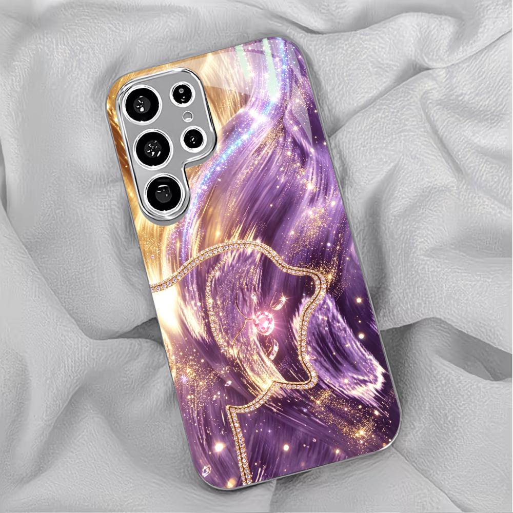 Luksusowe etui na telefon fioletowo-złote wirujące szkło s26 ultra case s25 ultra case dla Samsung Galaxy S26 S25 S24 S23 S22 FE Ultra Plus