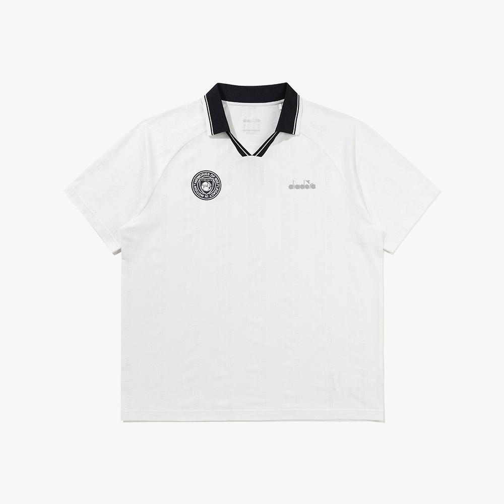 Diadora Ceremony Mesh Jacquard Collar Short Sleeve T-Shirt Off White