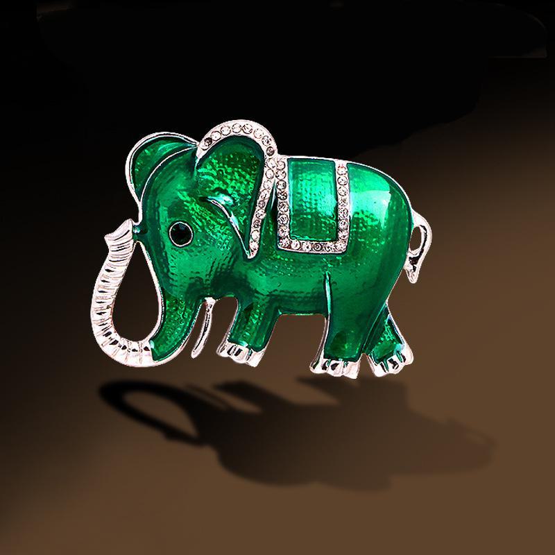 Lucky Elephant Rhinestone Brooch - Alloy Elephant Corsage Pin