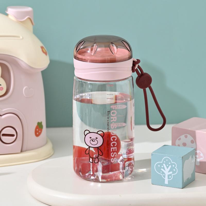 Water bottle plastic cup large capacity female student Korean cute water cup high value easy cup with scale anti-drop cup