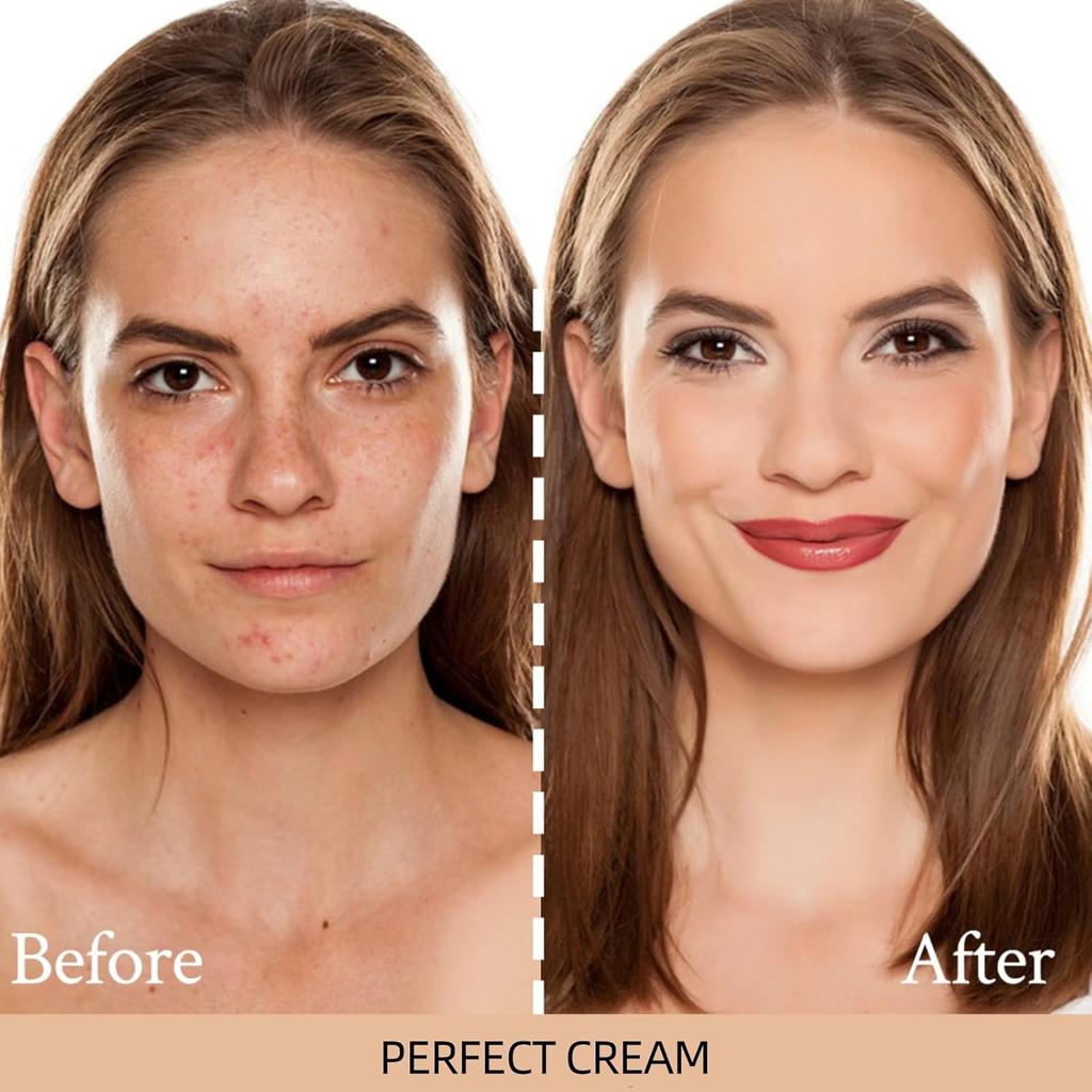 Perfect Cream All-Over Teint Perfektionierer – Langanhaltende CC Cream Foundation Wasserdicht mit Feuchtigkeitsspendendem Schimmerndem Glanz für Gesicht & Körper