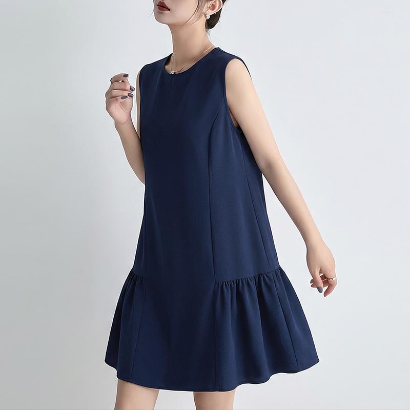 ZANZEA Women Casual Round Neck Solid Color Summer Sleeveless Dress