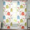 Cute Elephants In Love Pattern Sheer Curtains For Living Room Window Transparent Voile Tulle Curtain Bedroom Drapes Home Decor