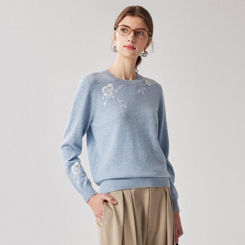 Zhaojun Women's Floral Intarsia Cashmere Sweater